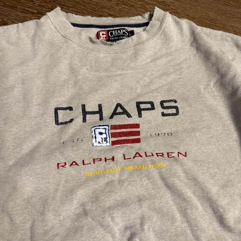 Chaps Ralph Lauren Crewneck Sweatshirt Size L Gray Embroidered Logo